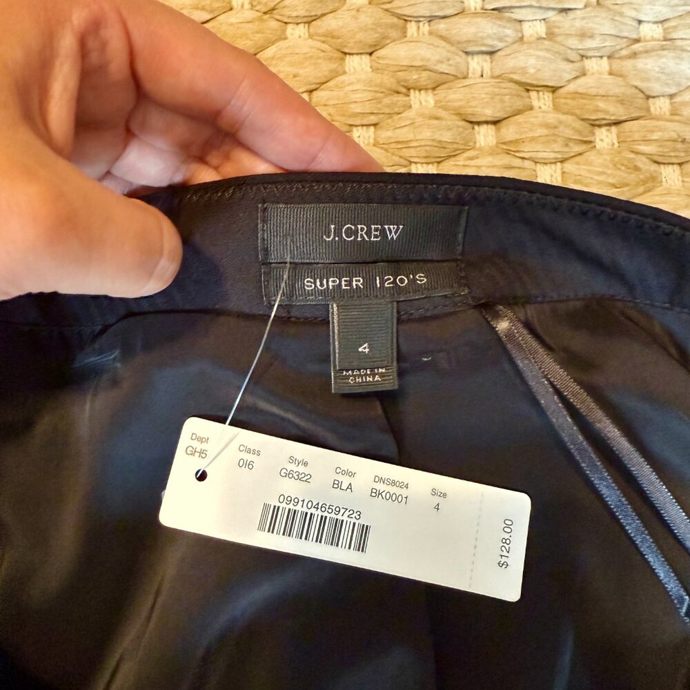 J Crew Size 4 Black Skirt Wool Super 120's - Picture 2 of 5